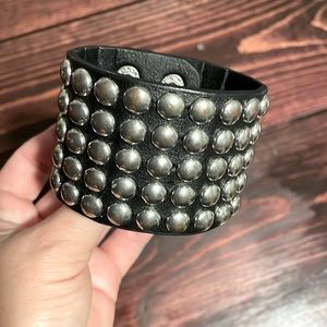 Black leather studded bracelet